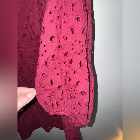 Pretty Garden Lantern Sleeve V Neck Button Lace Embroidered Blouse Sz XXL - Picture 3 of 5